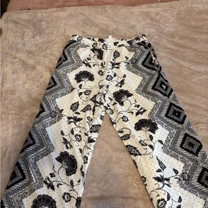 Anthropologie Black and White Floral Pants